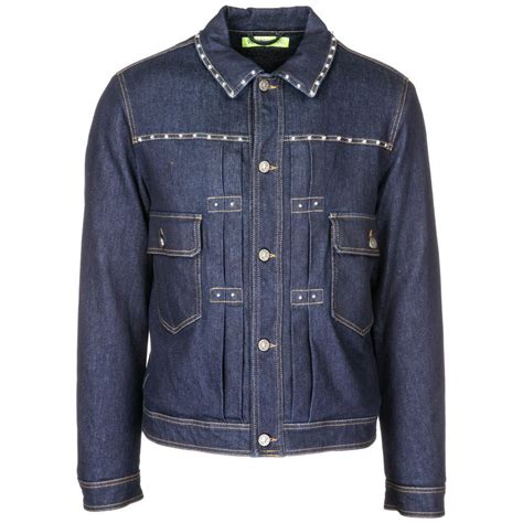 versace studden denim jacket|Versace denim jacket men.